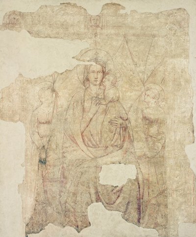 Madonna en Kind op de Troon, tekening voor een fresco door Paolo di Stefano Badaloni Schiavo